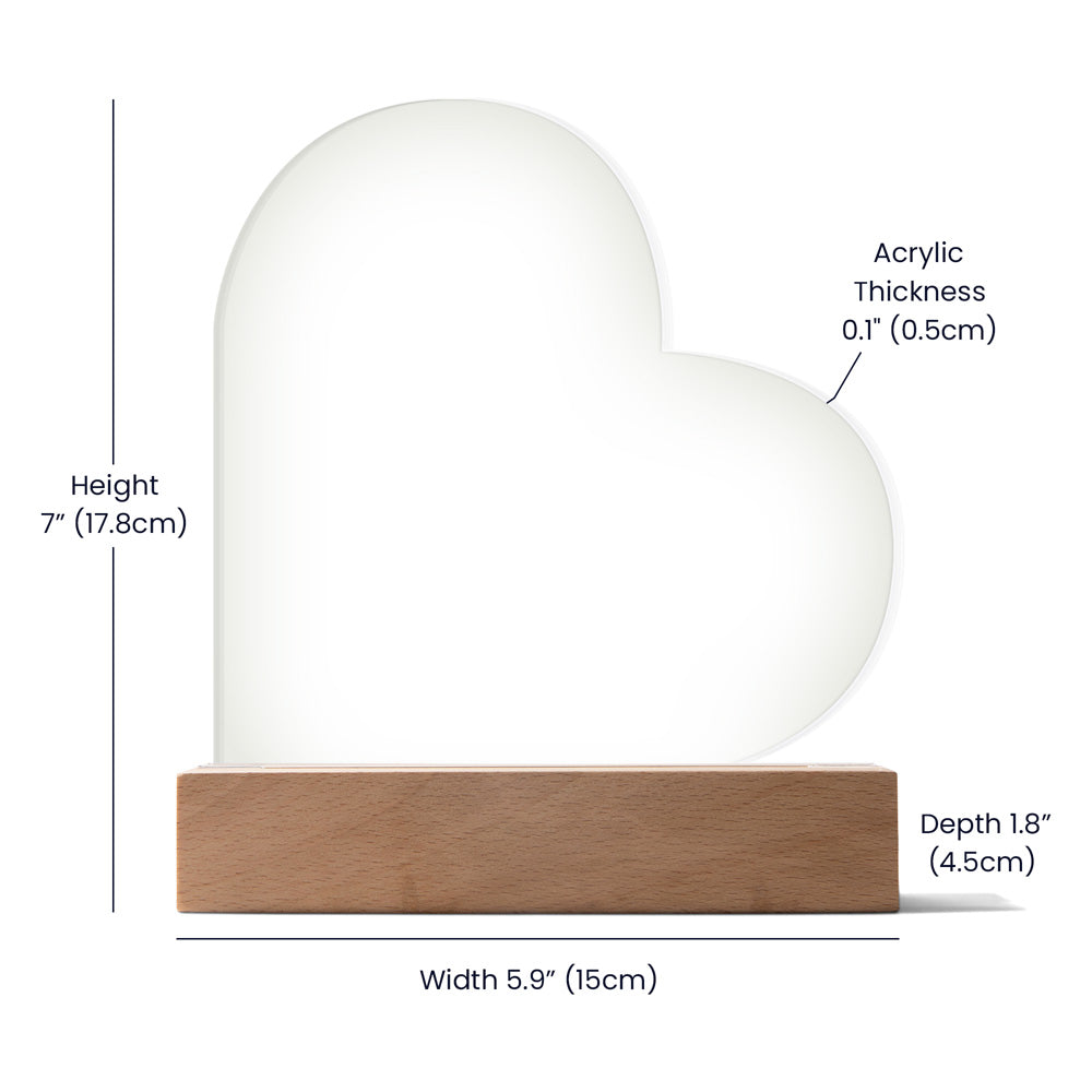 Targa a Cuore in Acrilico Personalizzata con Luce LED | Regalo Luminoso Unico